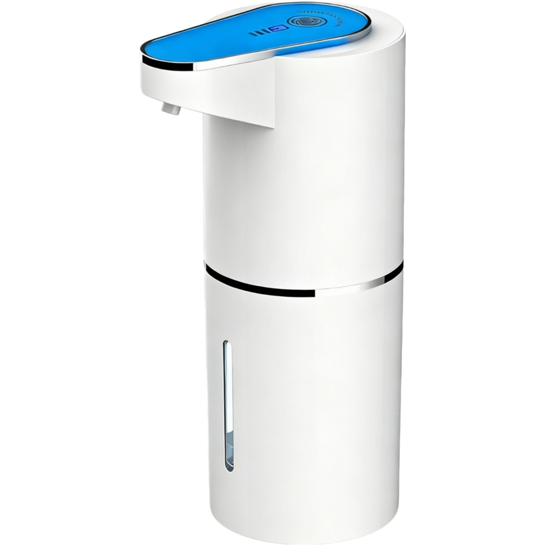 White and blue electronic device on a white background