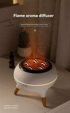 Flame aroma diffuser with wavy design on a white surface