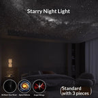 Starry night light projection on a ceiling with bedroom setting
